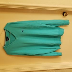 Fred Perry Men's V-neck Teal Sweater 100% Cotton Size: L